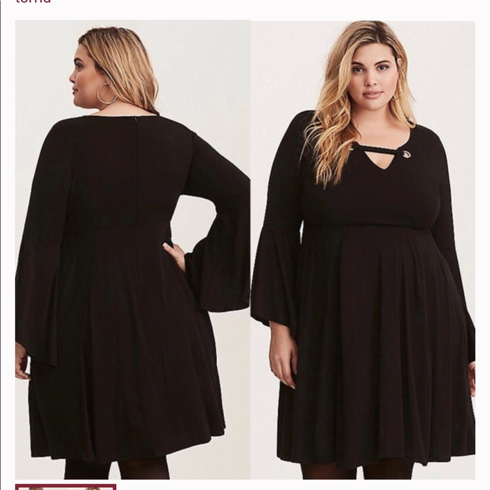 Torrid 1x black bell sleeve dress